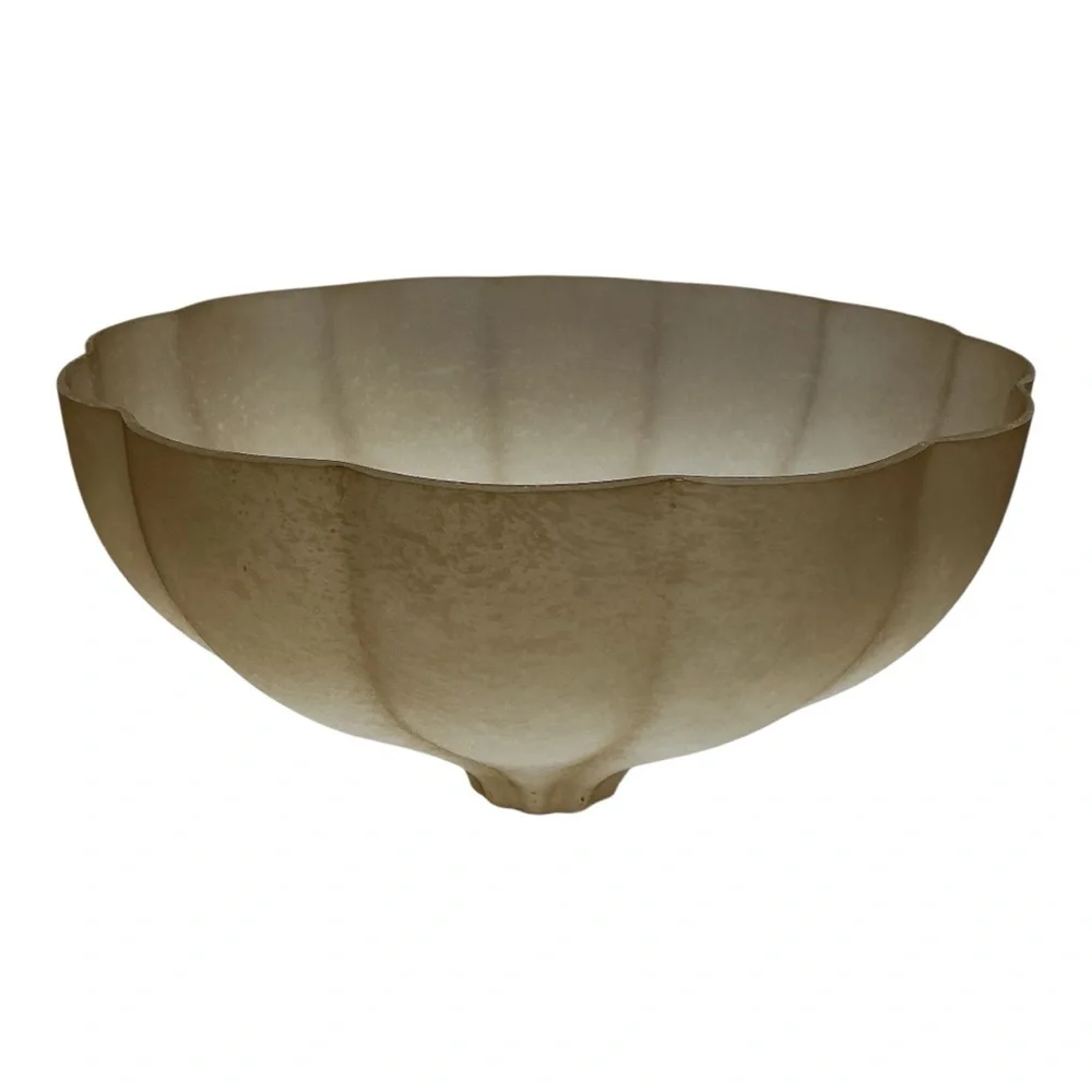 Torchiere Floor Lamp Glass Shade REPLACEMENT Amber Alabaster Fluted Clam Shape